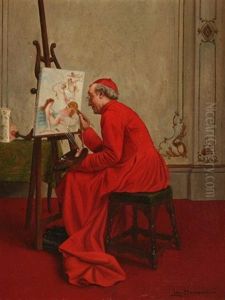 In The Cardinal's Studio by Leo Herrmann