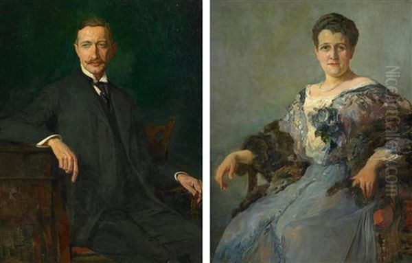 Zwei Gemalde. Portrat Einer Dame; Portrat Eines Herrn (2 Works) - view 1