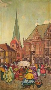 Markt Vor Dem Bremer Rathaus by Theodor Herrmann