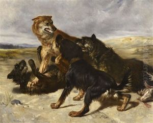 Combat De Chiens by Charles Herrmann-Leon