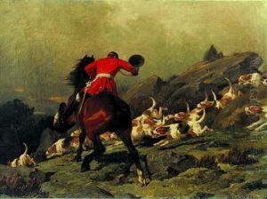 Scene De Chasse A Courre Au Lievre