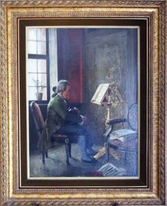 Interiorscape Portrait Painting by Otto Herschel