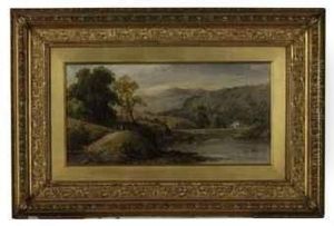 A River Landscape With Hills Beyond by Thomas Stanley Barber