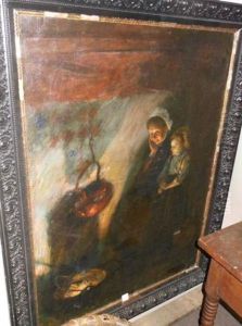 Mother And Child Seated By Fire by Otto Herschel