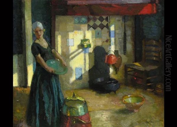 Kucheninterieur Mit Junger Frau - view 1