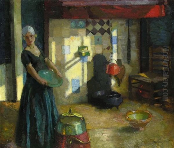 Kucheninterieur Mit Junger Frau - view 1