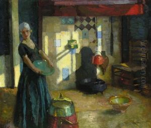 Kucheninterieur Mit Junger Frau