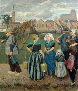 Hollandische Dorfszene by Otto Herschel