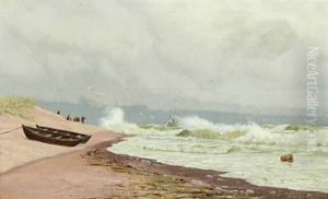 Coastal Scenery From Orhage With Shipwreck by Oscar Herschend
