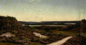 Blomstrende Lyng I Vinningedal Ved Silkeborg by Oscar Herschend