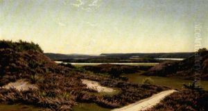 Blomstrende Lyng I Vinningdal Ved Silkeborg by Oscar Herschend