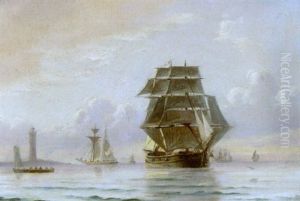 Sejlskibe Pa Havet Ud For Skagen Fyr