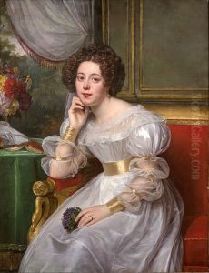 Portrait De Madame Demetz Dans Un Canape Rouge Portrait De Madame Demetz Dans Un Canape Rouge
