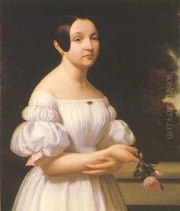 Portrait De Jeune Fille Tenant Une Rose Portrait De Jeune Fille Tenant Une Rose