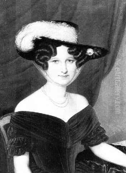 Portrait De Jeune Femme Au Chapeau A Plume - view 1