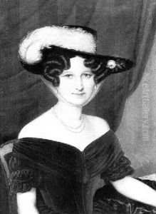 Portrait De Jeune Femme Au Chapeau A Plume by Louis Hersent