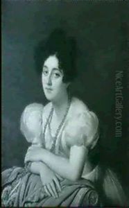 Portrait De L'artiste Accoudee A Une Meridienne by Louise Marie Jeanne Hersent