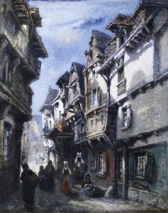 Rue Animee En Normandie by Emile Antoine Francois Herson