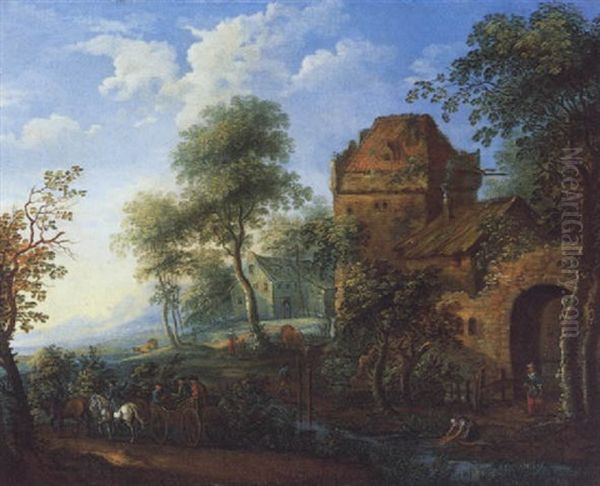 Landschaft Mit Einem Dreigespann Mit Reisenden - view 1