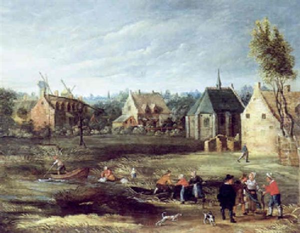 Landschaft Mit Figuren Vor Einem Dorf - view 1