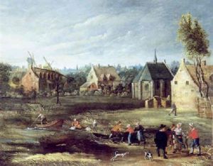 Landschaft Mit Figuren Vor Einem Dorf Landschaft Mit Figuren Vor Einem Dorf