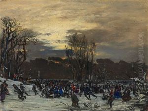 Schlittschuhlaufer Auf Dem Neuen See Im Tiergarten (berlin)