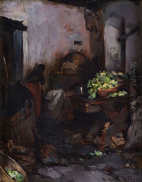 A Peasant Kitchen With A Washerwoman - view 1