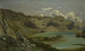 Blick Uber Den Lago Del Loppio Im Trentino by Albert Hertel