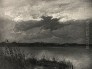 Blick Auf Ein Am See Gelegenes Stadtchen