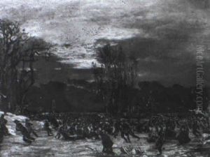 Schlittschuhlaufer Auf Dem Neuen See Im Tiergarten
