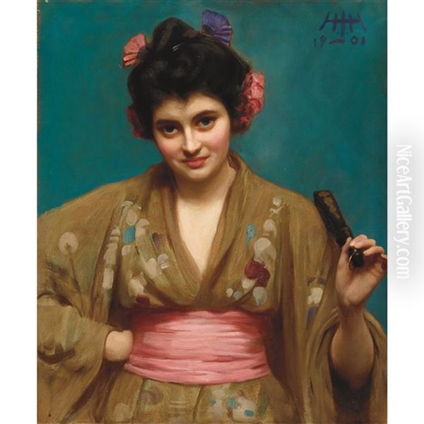 Woman Wearing A Kimono - view 1