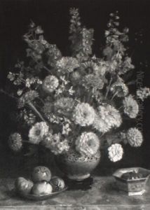 Still Life Of Flowers And Fruit by Albert Herter