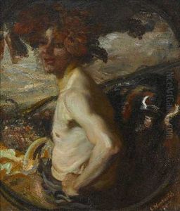 Bacchant (+ Ein Reiter (study), Verso) by Ludwig Von Herterich