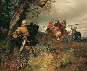 Der Uberfall by Ludwig Von Herterich