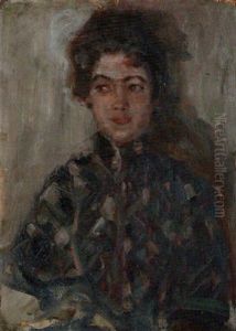 Kopfstudie Einer Frau by Ludwig Von Herterich