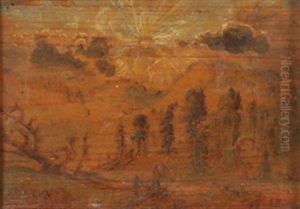 Landskap Med Sol by Lars Hertervig