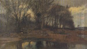 Herbstlandschaft (an Der Isar?) by Wilhelm Jakob Hertling