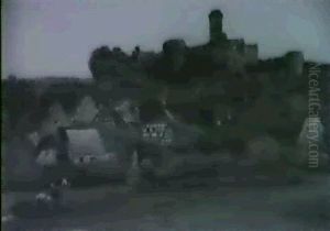 Hessisches Dorf Mit Burgruine