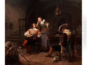 Der Lautenspieler Im Kellergewolbe Mit Junger Magd Und Schlafenden Kumpanen