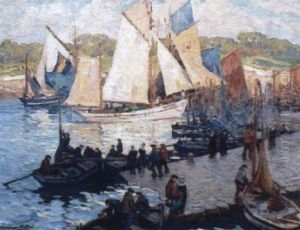 Depart Des Thoniers A Concarneau by Jules-Alfred Herve-Mathe