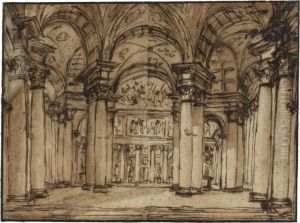 Interior Of A Circular Temple by Giuseppe Barberi