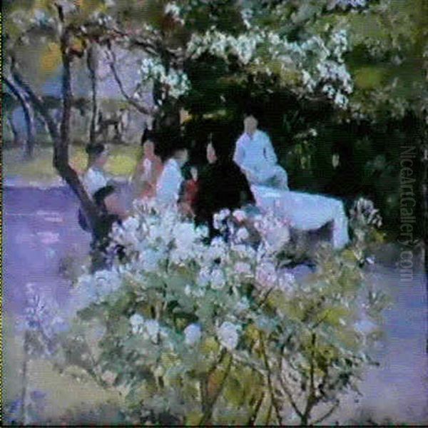 Autour De La Table Dans Le Jardin En Fleur - view 1