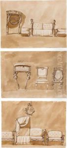 An Album Of 17 Designs For Furniture And Interiors by Giuseppe Barberi