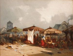 Scene De Marche En Normandie (honfleur?)