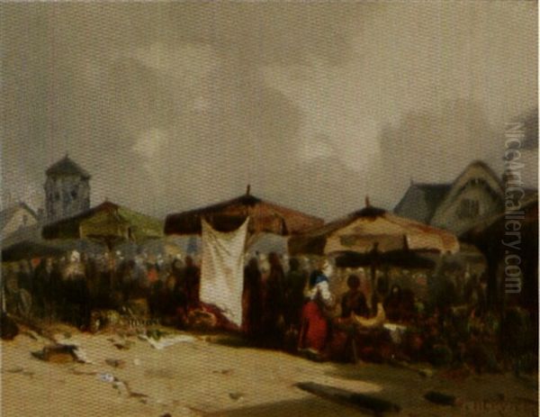 Scene De Marche En Normandie (honfleur ?) - view 1