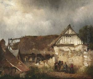 Normannischer Bauernhof by Louis Adolphe Hervier
