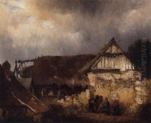 Departure From The Farm by Louis Adolphe Hervier