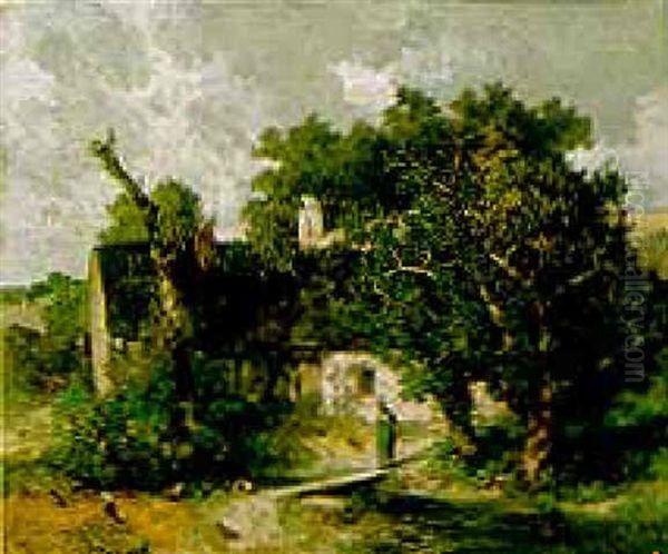 Figures And Poultry Before A Cottage - view 1