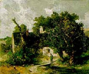 Figures And Poultry Before A Cottage