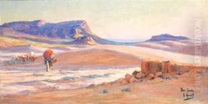 Caravane A Bou-saada Caravan At Bou-saada by Edouard Herzig